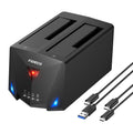 FIDECO Dual Bay Hard Drive Docking Station | USB 3.2 SATA HDD SSD Reader