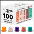 BrewBlack 100 Aluminium Coffee Pods - Nespresso Compatible Variety Pack
