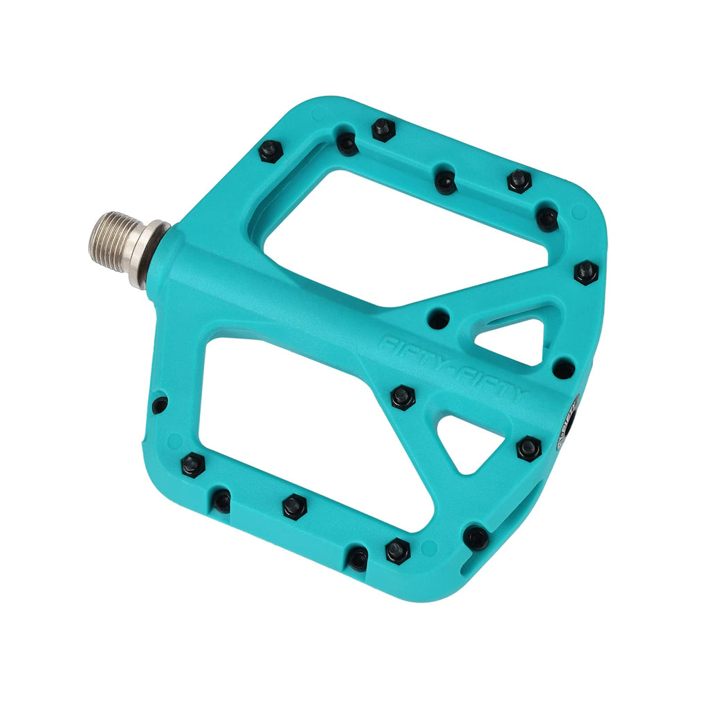 FIFTY-FIFTY MTB Pedals | Nylon Composite Wide Flat Platform – Turquoise