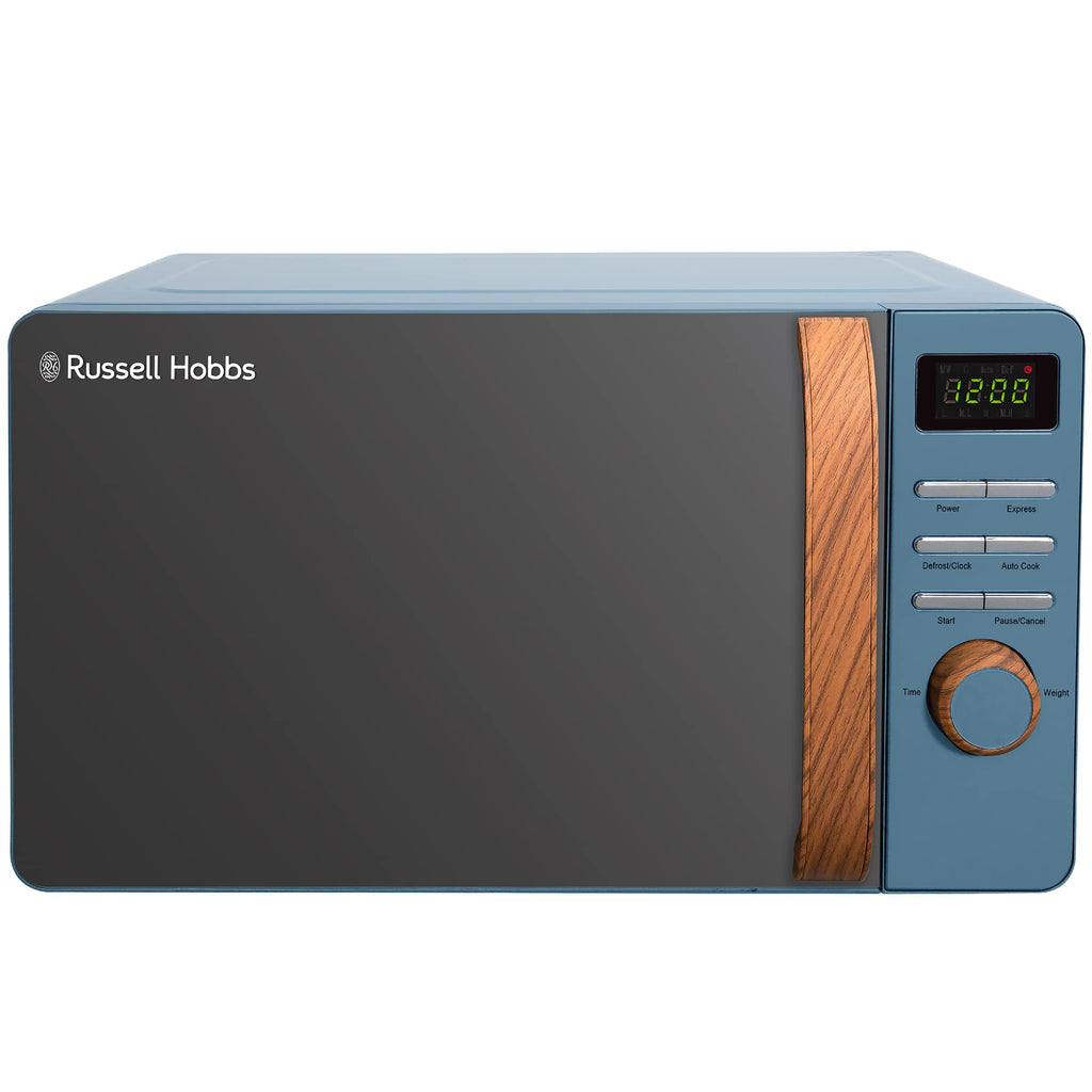 Russell Hobbs Scandi Digital Microwave – 17L 700W Blue with Wood Effect