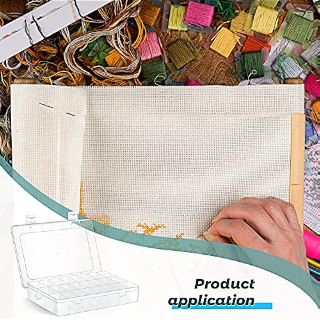 Queekay Embroidery Floss Organizer Box Set with 200 Bobbins - 4 Pack
