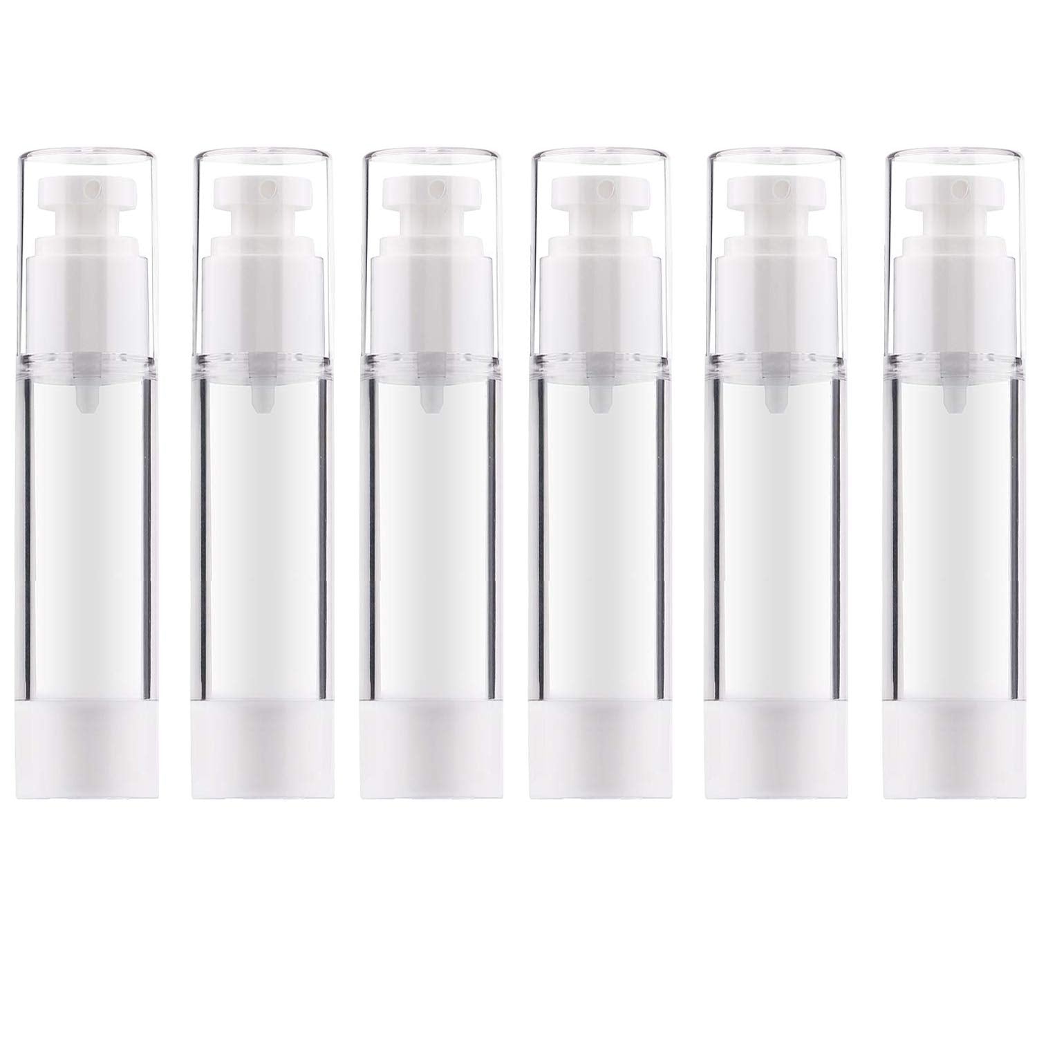 Alledomain 6-Pack Airless Pump Bottles – 50ml Refillable Travel Containers