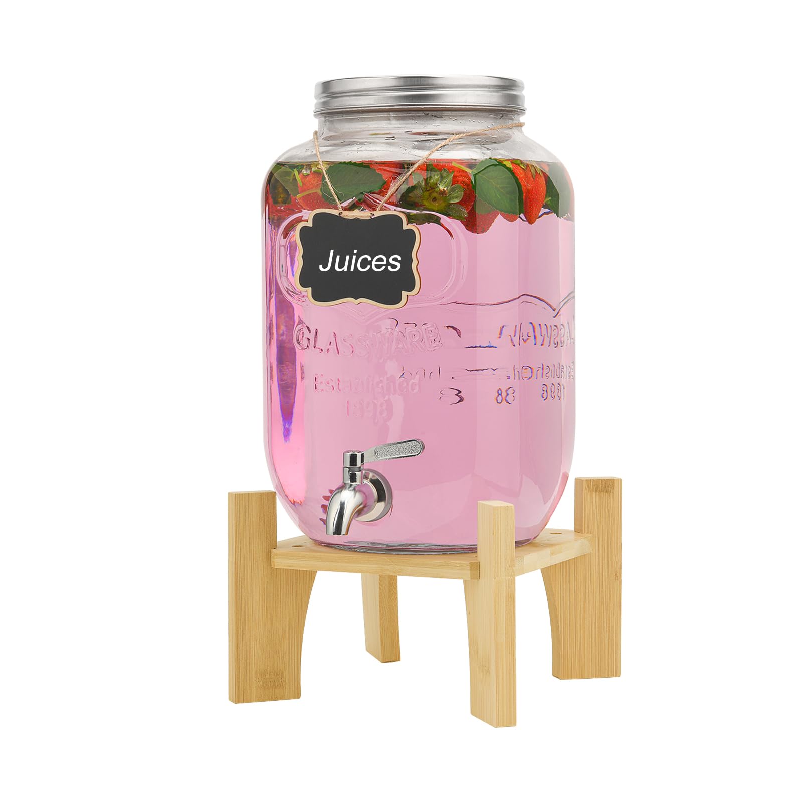 Jolof Store 8L Glass Beverage Dispenser with Bamboo Stand & Tap