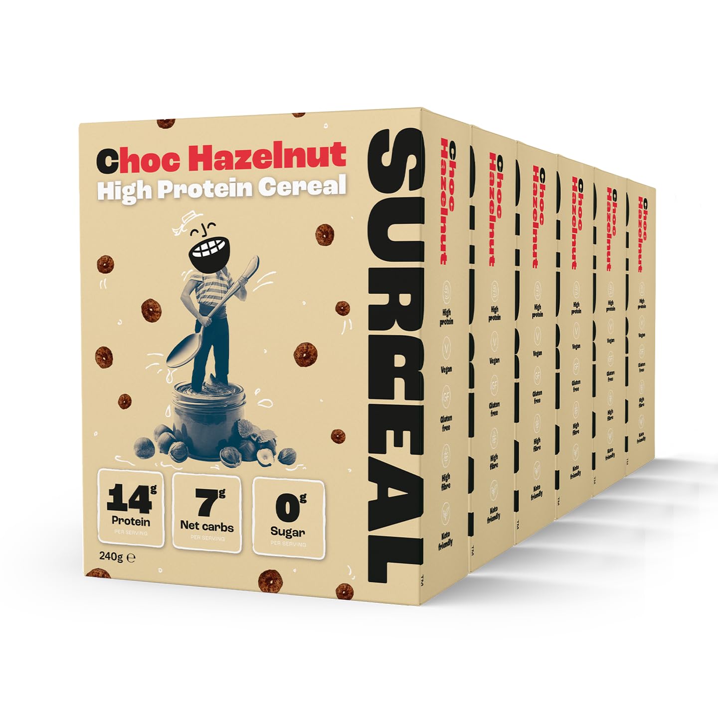 Surreal Choc Hazelnut High Protein Cereal – Zero Sugar & Vegan (6 Pack)
