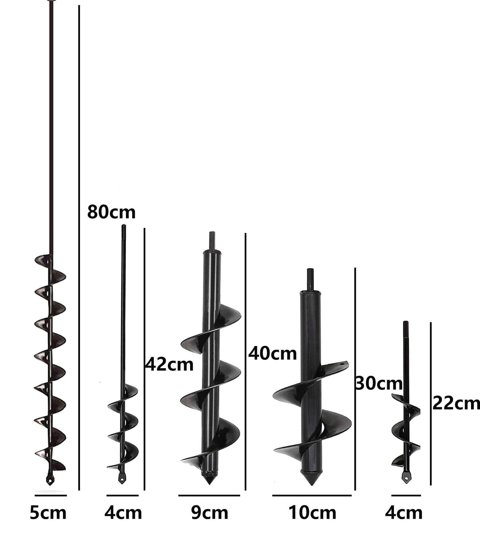 SYITCUN 5-Piece Garden Auger Spiral Drill Bit Set for Planting – Heavy Duty