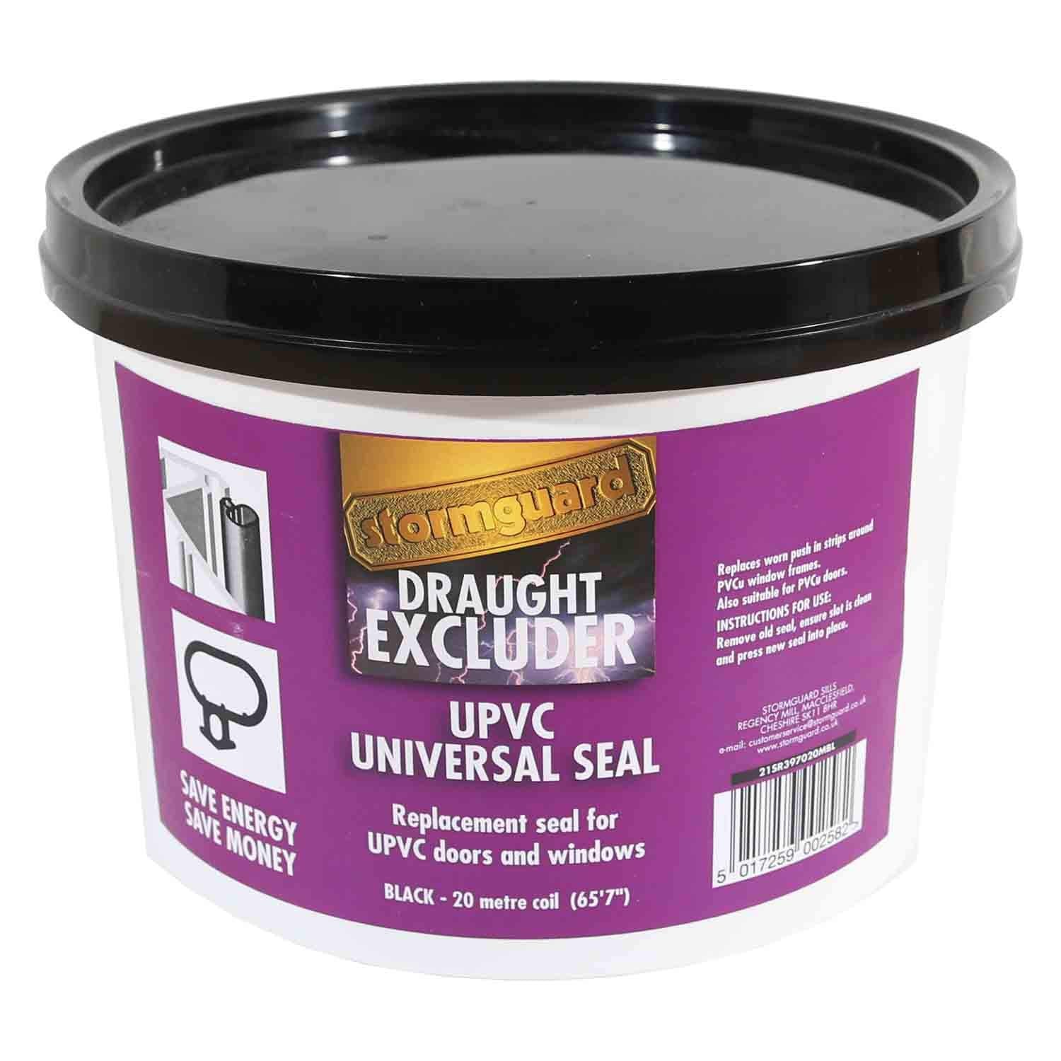 Stormguard UPVC Window & Door Gasket Seal - Black Rubber, 20 Meters
