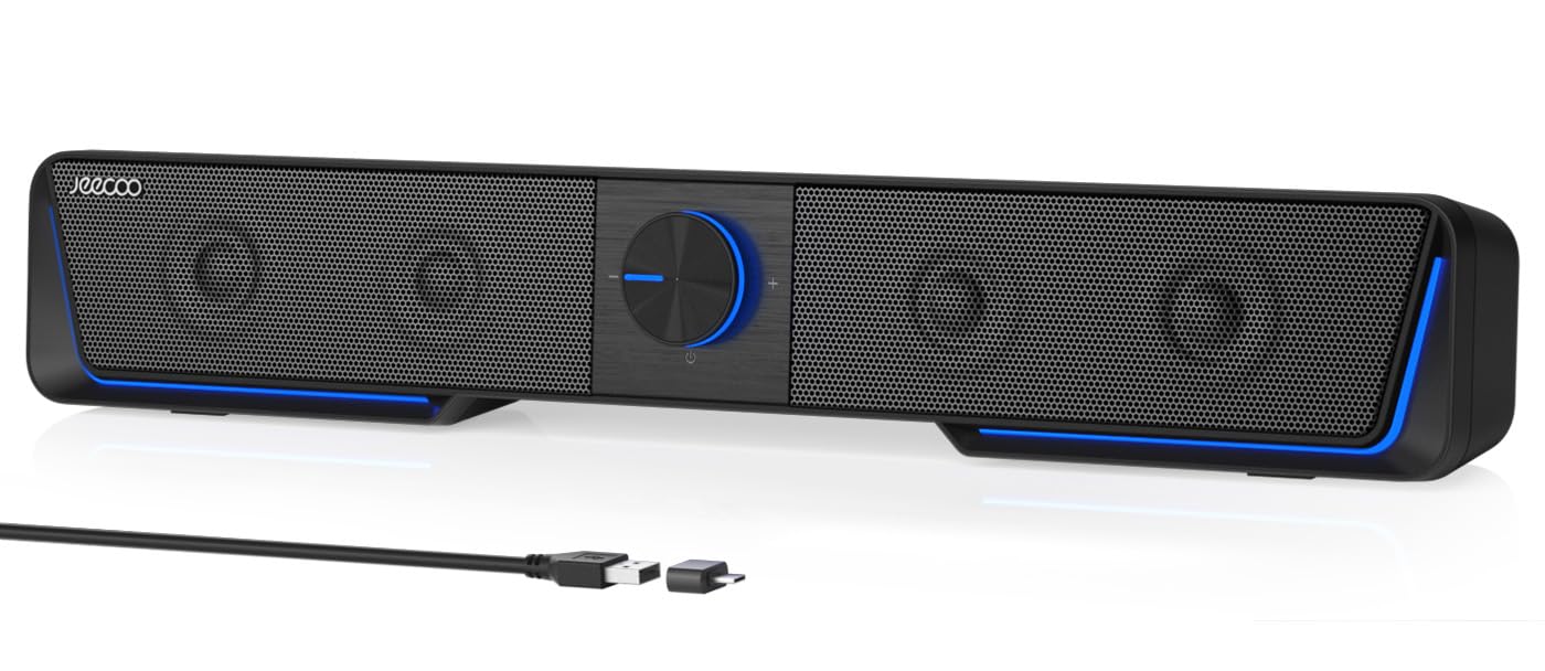 Jeecoo A40 PC Speakers | USB & Bluetooth Desktop Stereo with RGB LED