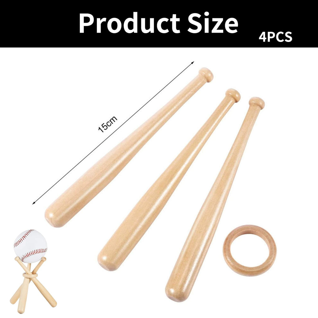 DCYQAIN Wooden Baseball Display Stand, Creative 3-Bat Design Ball Holder for Autographed Baseball Golf Ball - image 2