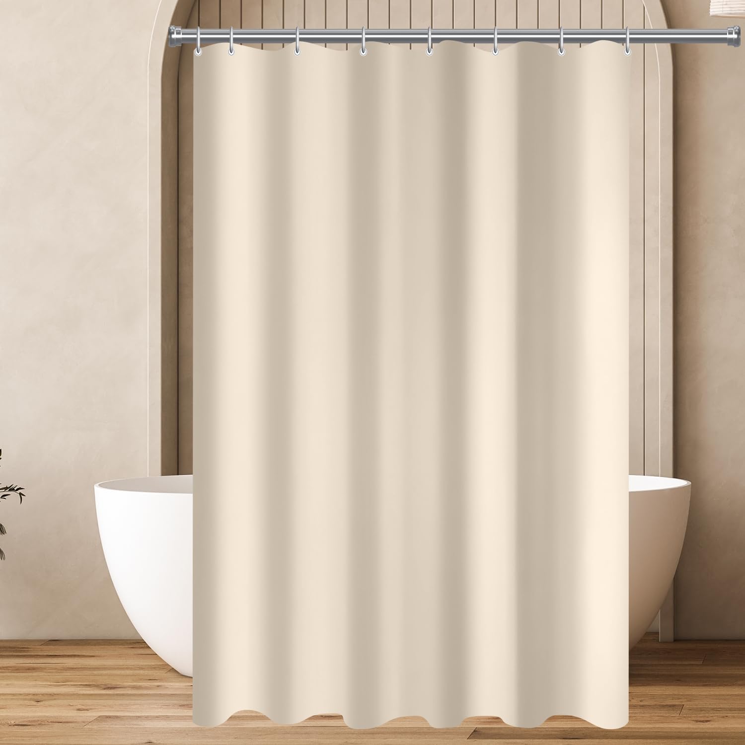 Lerores Beige Shower Curtain | 100x200cm Waterproof Polyester Fabric
