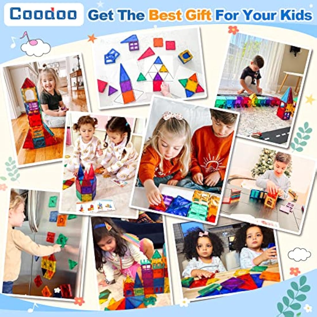 Jolof Store 100PCS Magnetic Tiles STEM Building Set with 2 Cars
