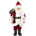 Uten 11 Inch Standing Santa Claus Figure with Gift Bag - Red Velvet Decor