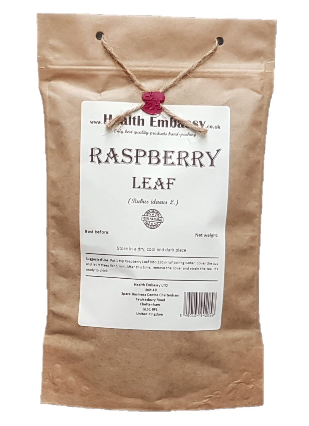 Health Embassy Raspberry Leaf Tea (Rubus idaeus) - 100g Loose Leaf