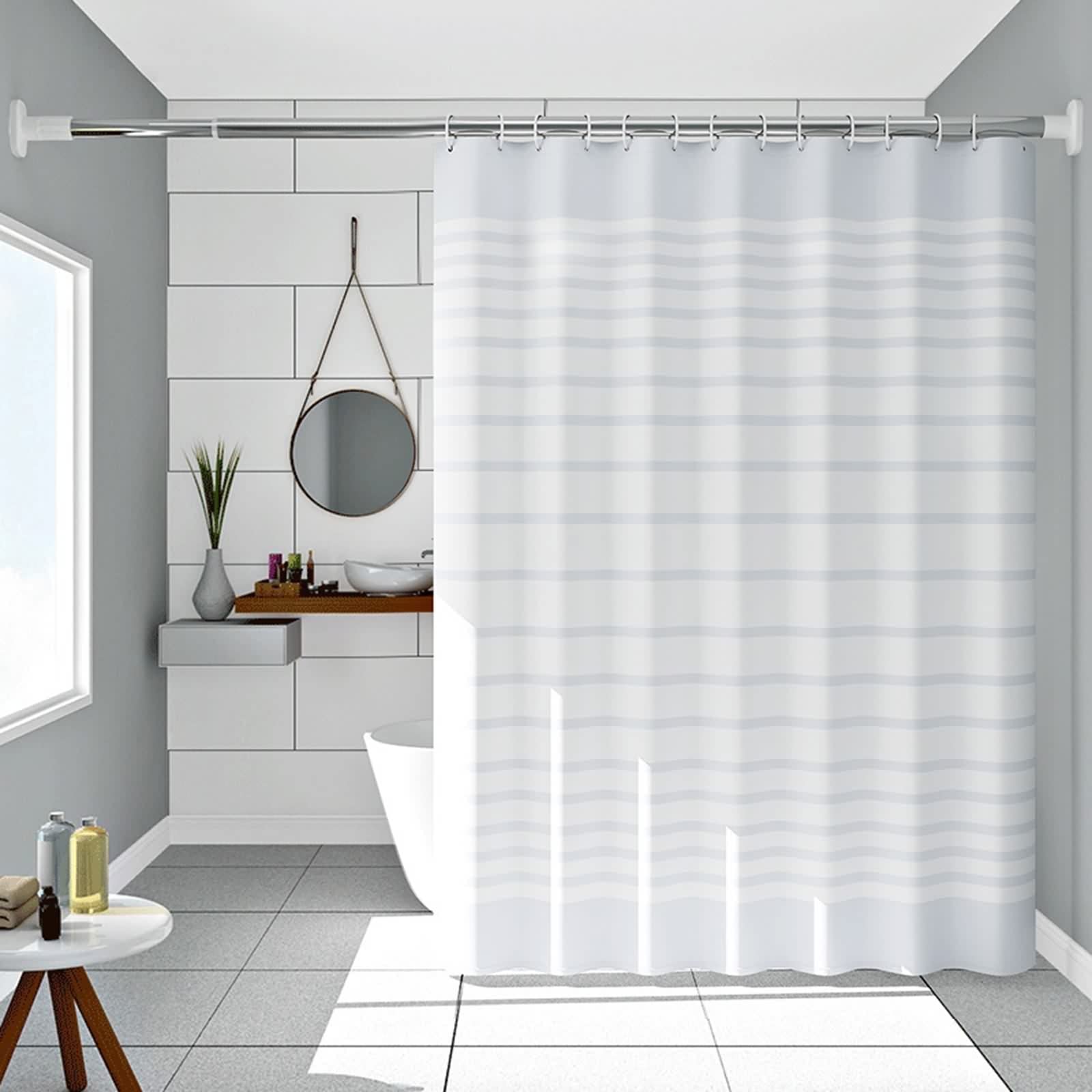 Jolof Store White Striped PEVA Shower Curtain – Anti-Mould & Washable