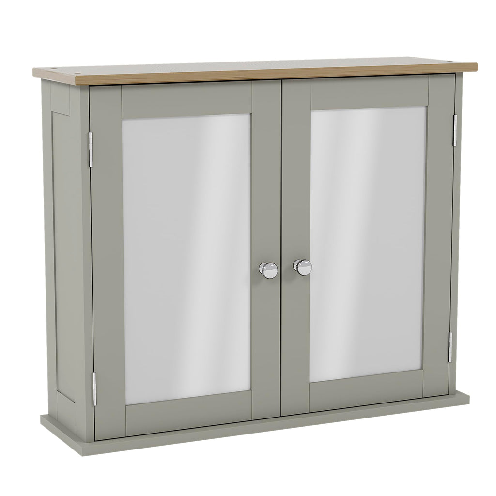 Bath Vida Priano Mirrored Bathroom Cabinet - Grey & Oak Wall Cupboard