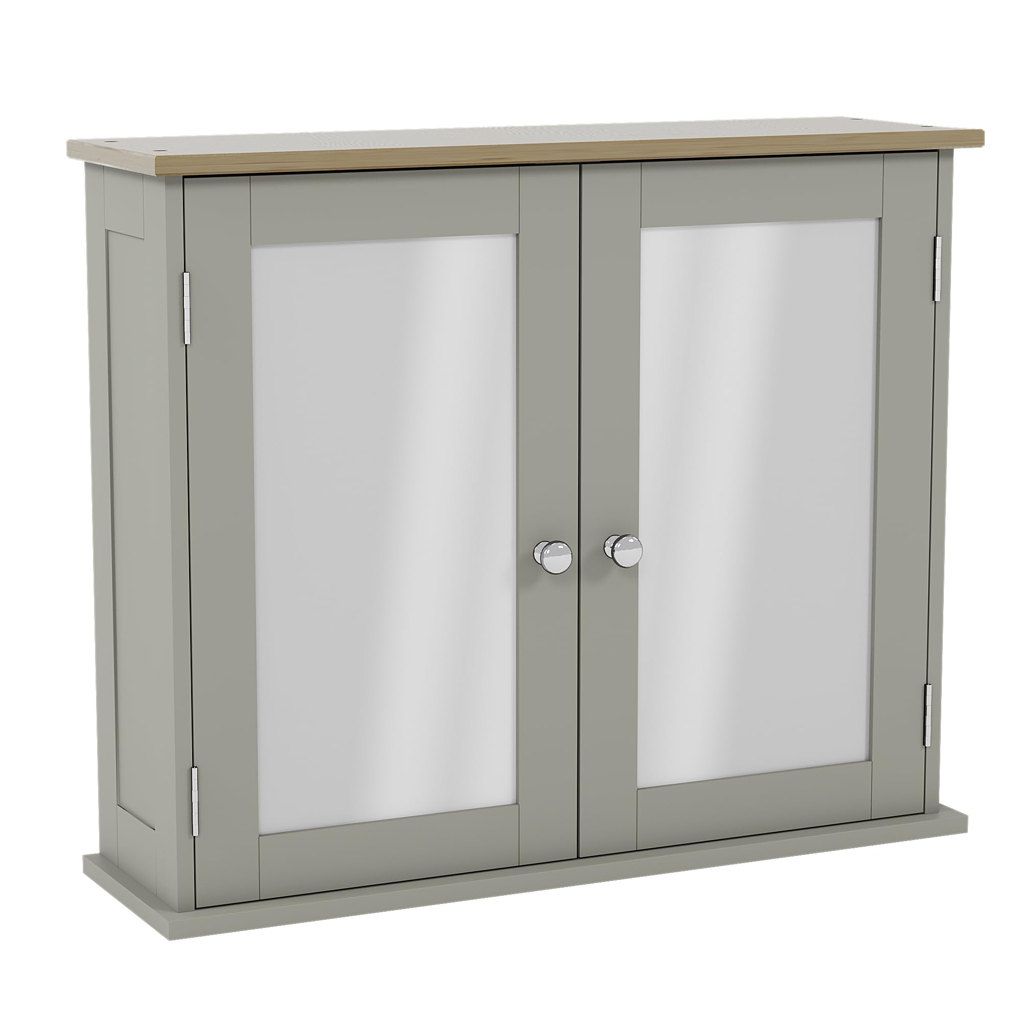 Bath Vida Priano Mirrored Bathroom Cabinet - Grey & Oak Wall Cupboard