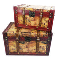 Set of 2 Wooden Storage Trunks – Decorative Blanket Boxes
