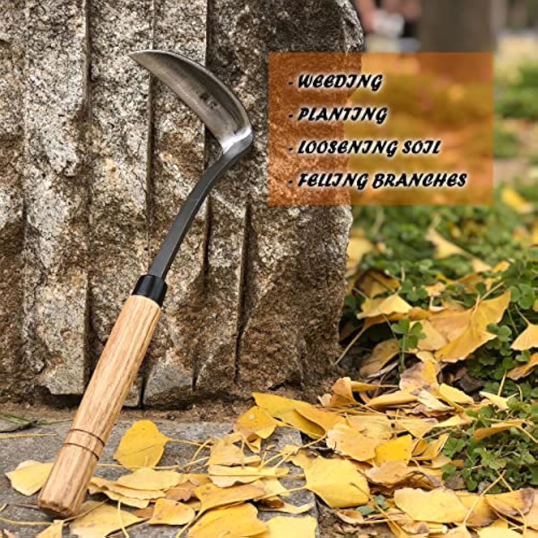 SHANFEEK Japanese Hand Weeding Hoe – Carbon Steel Garden Tool with Wood Handle