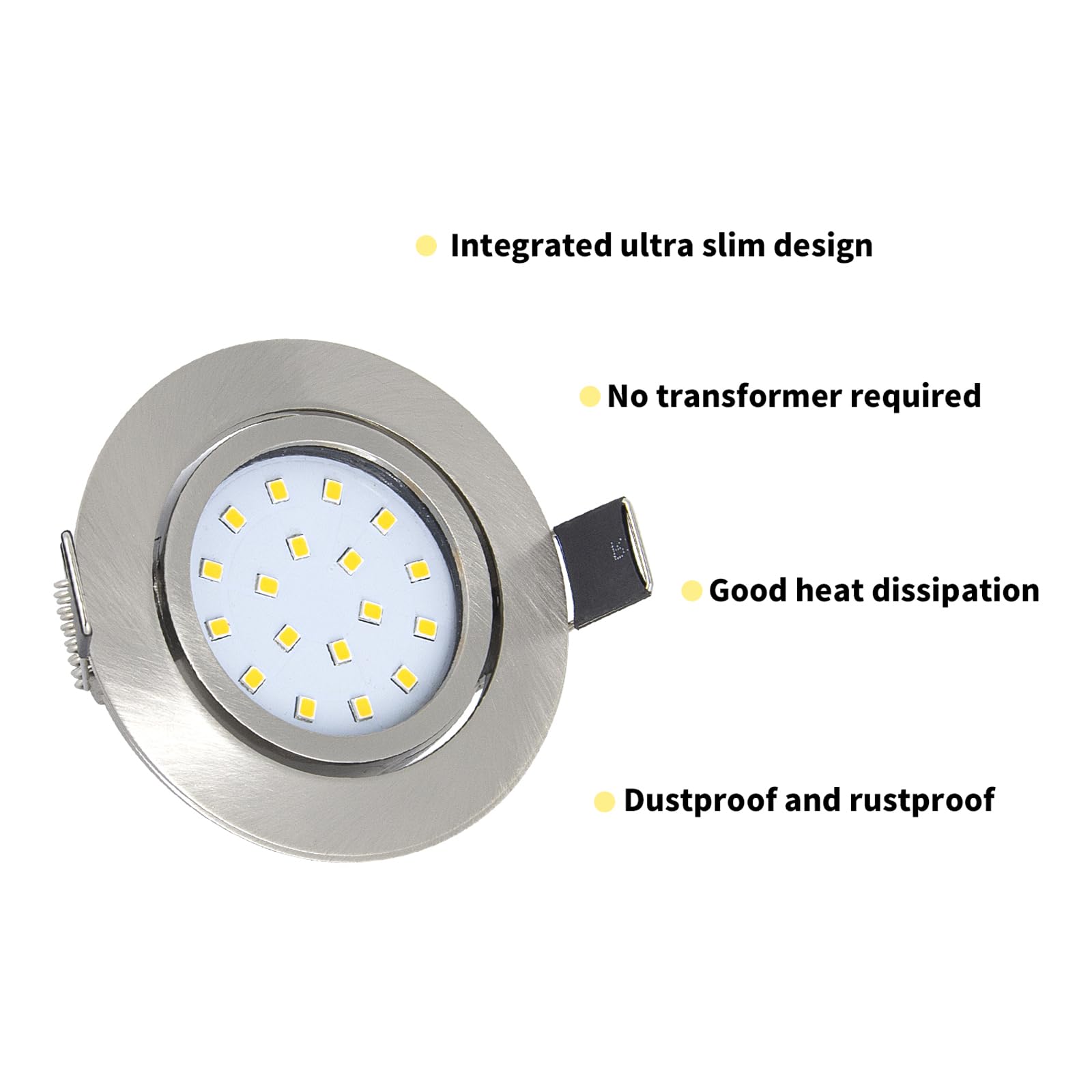 Wondlumi 6-Pack 5W Ultra Slim LED Recessed Downlights | Brushed Chrome