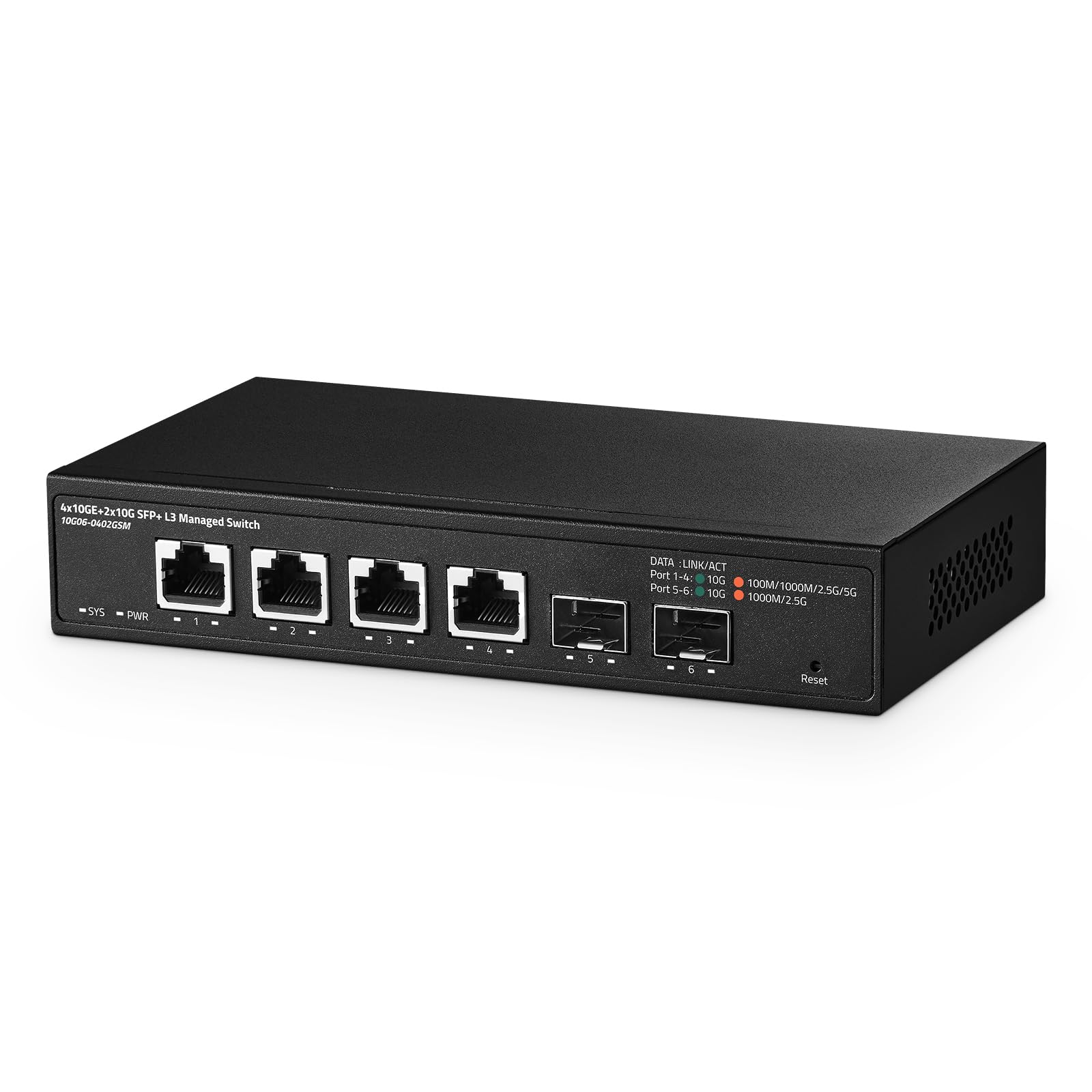Binardat 6 Port 10G Managed Switch | 4x10G RJ45 & 2x10G SFP+ Metal