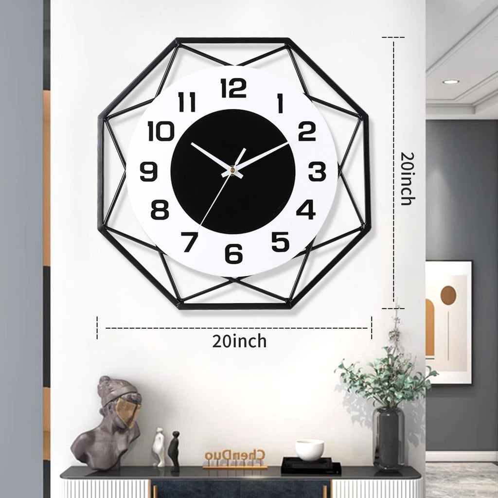 24 Inch Modern Metal Wall Clock – Silent Large Quartz Decor