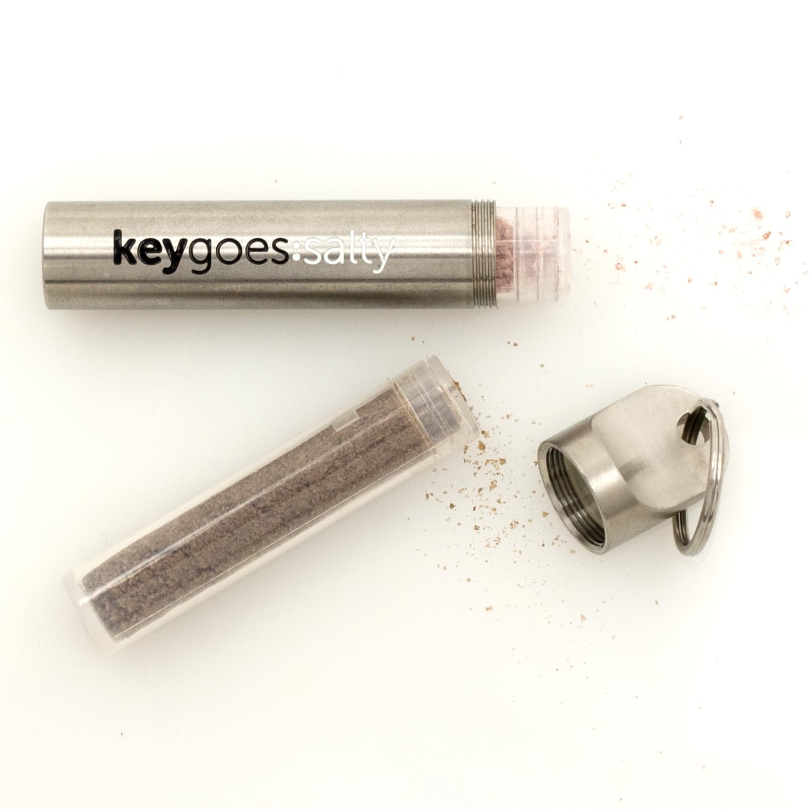 KEYGOES Portable Salt Shaker Keychain - Refillable Travel Spice Shaker