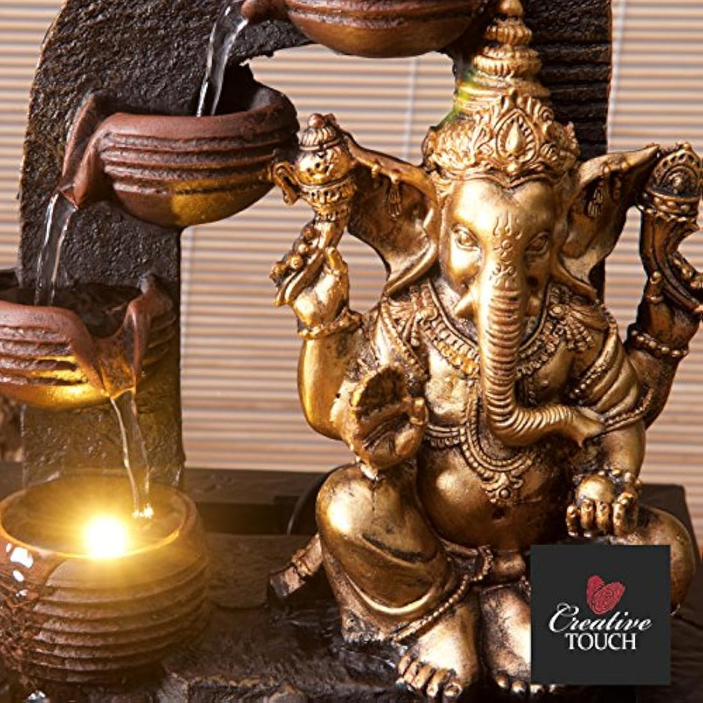 Ganesha Indoor Water Fountain with LED Light - 25cm