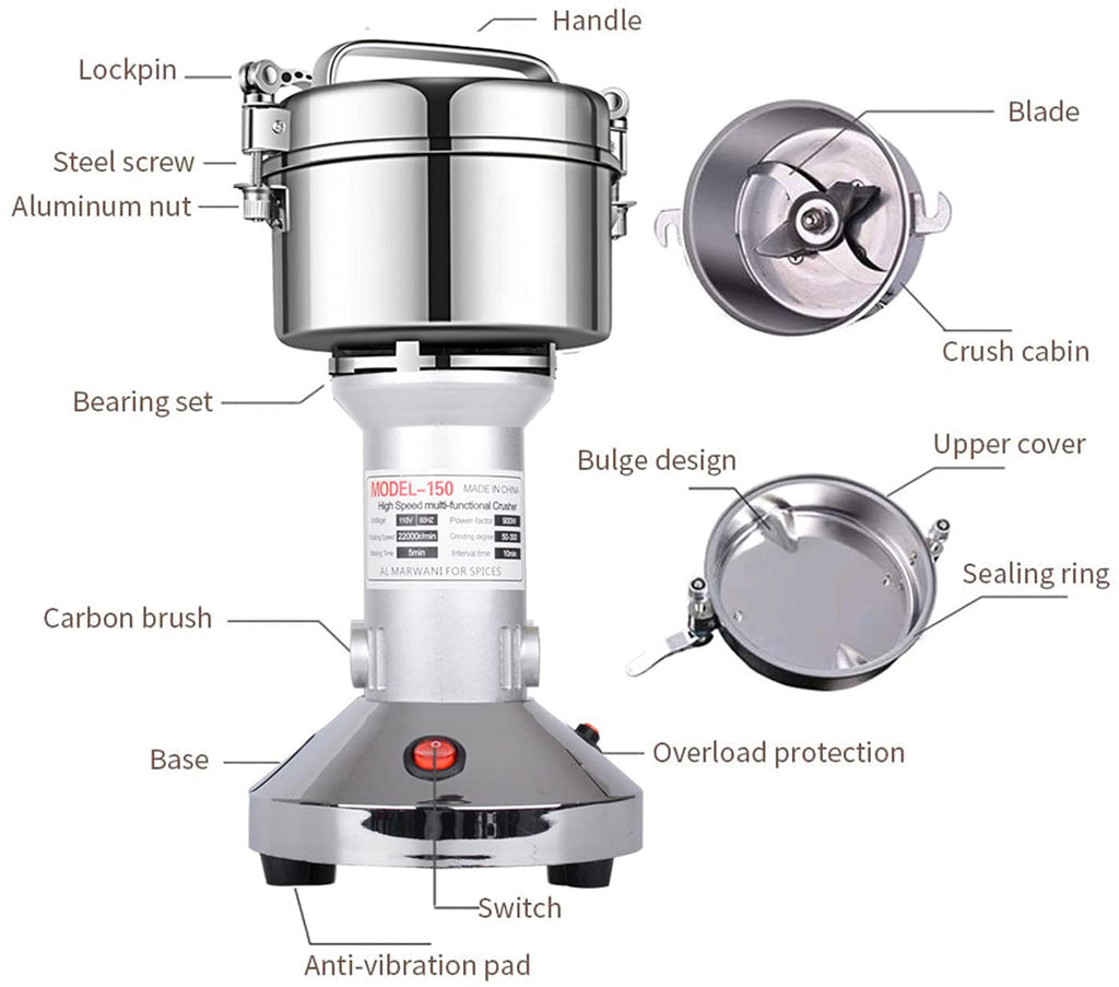 LEJIEYIN Electric Grain Grinder | 150g Stainless Steel 900W Spice Mill