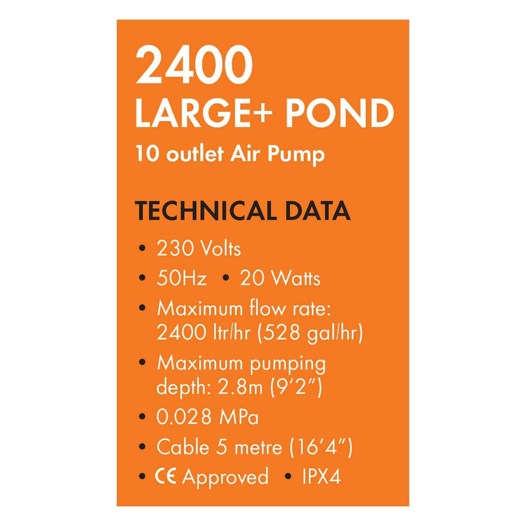 Blagdon Pond Oxygenator 2400 | 10 Outlet Air Pump for 15,000L Ponds