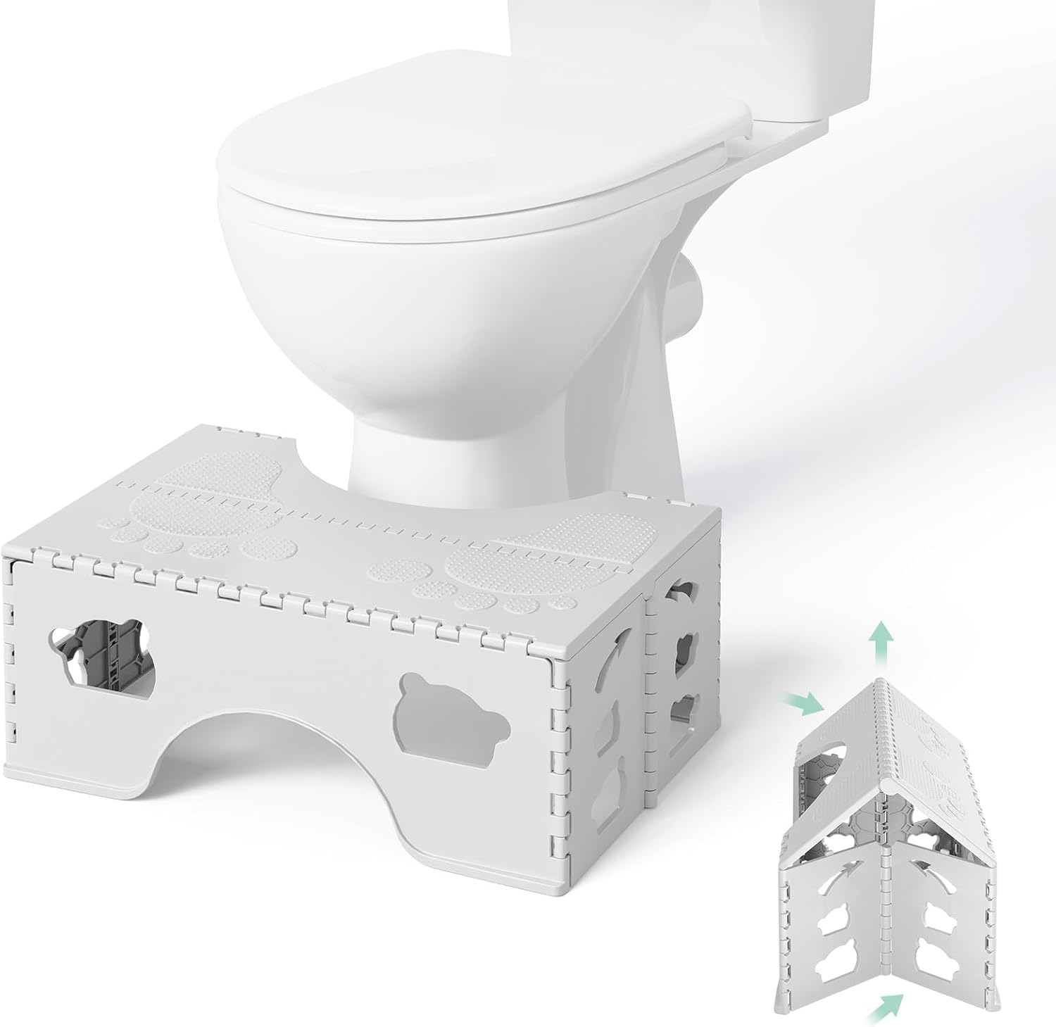Foldable Toilet Stool – White Squatting Bathroom Step Stool