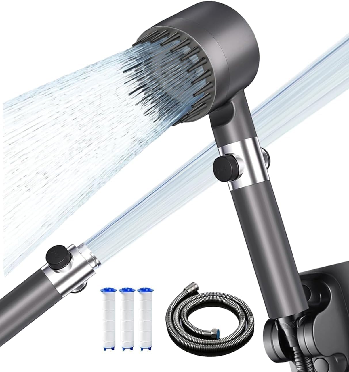 Jolof Store High Pressure Handheld Shower Head with 4 Spray Modes – Gray