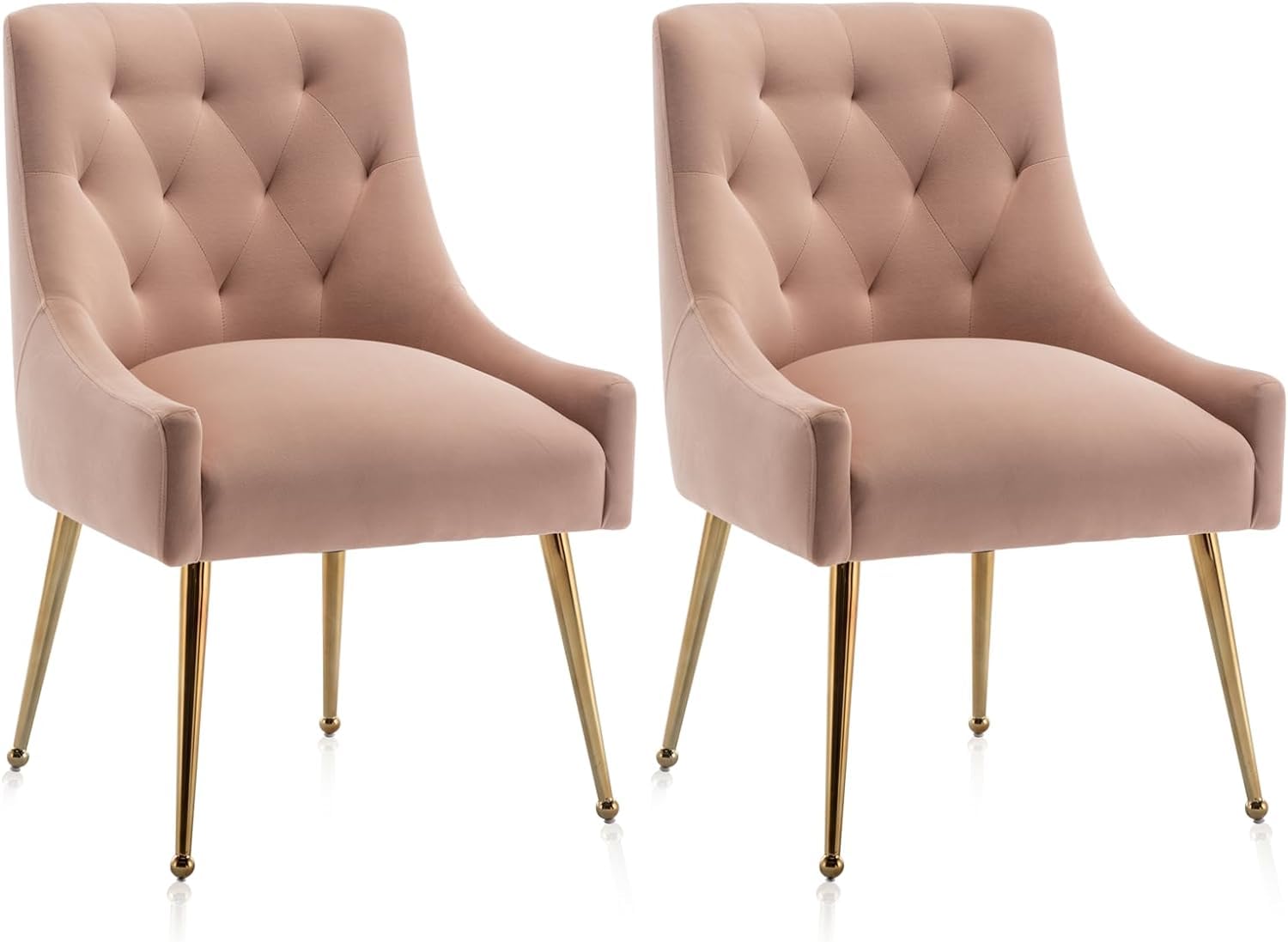 SEYNAR Modern Velvet Dining Chairs Set of 2 | Tufted with Gold Legs