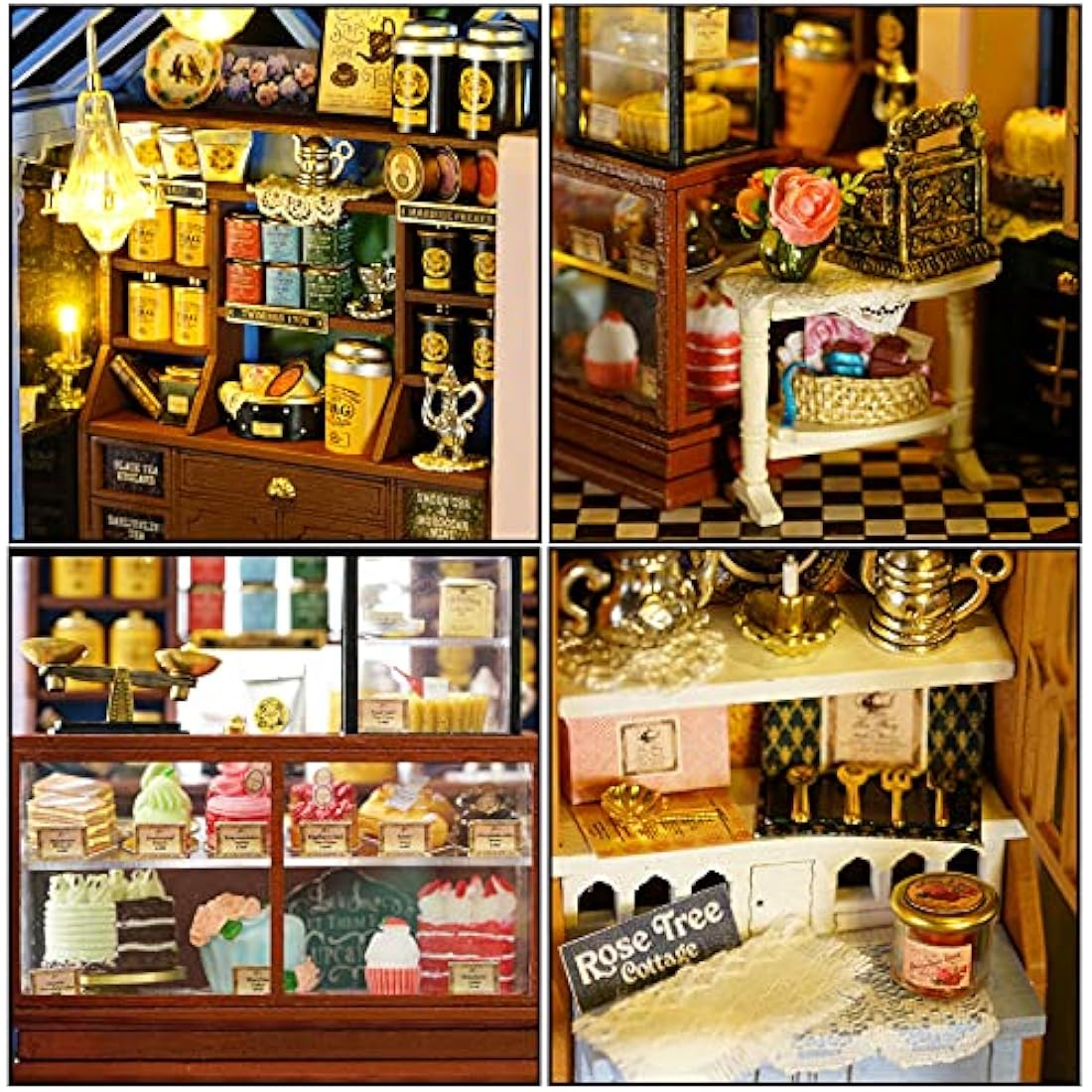 Cuteroom DIY Miniature Dollhouse Kit | Rose Garden Wooden Tea House