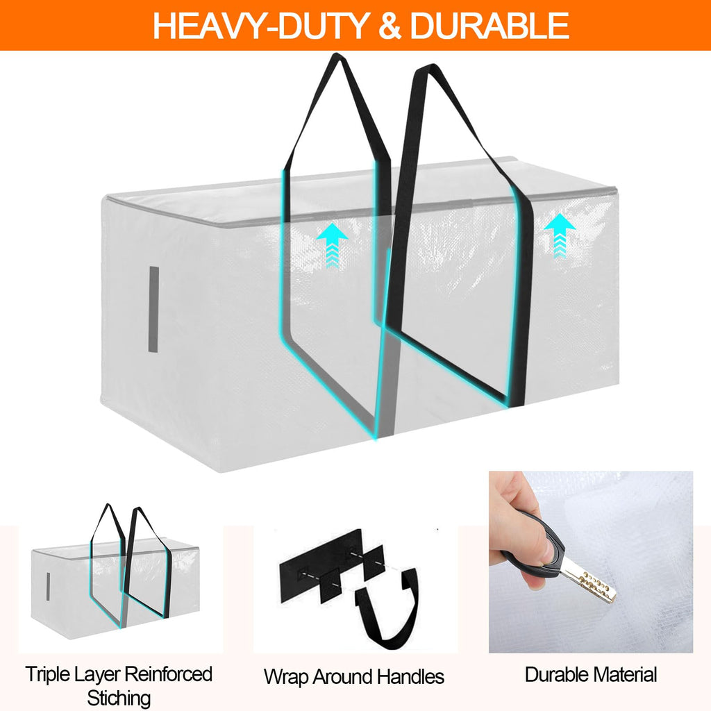 Zandrix 95L Waterproof Storage Bags Moving Boxes Bags with Lids - 2 Pack