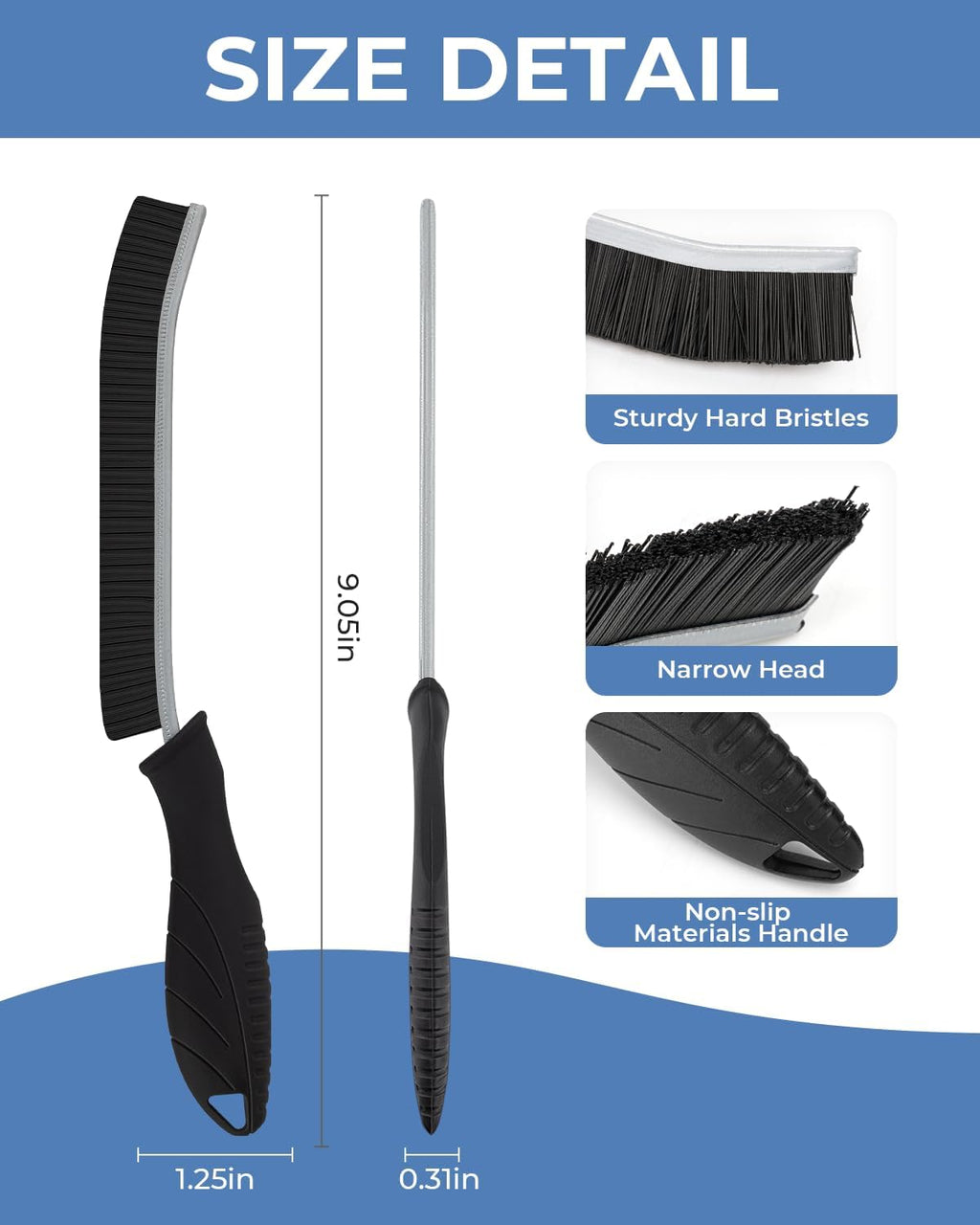 Massive Discounts Crevice Cleaning Brush - 6 Pack Hard Bristle Gap Cleaner