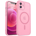 CANSHN iPhone 12 Case - Magnetic MagSafe Translucent Matte Cover - Pink