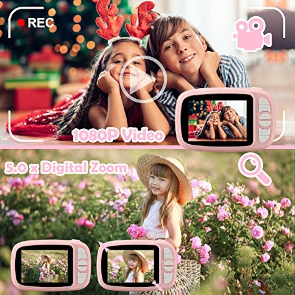 GlobalCrown Kids Instant Print Camera – 3.5" Screen 1080p Digital Video