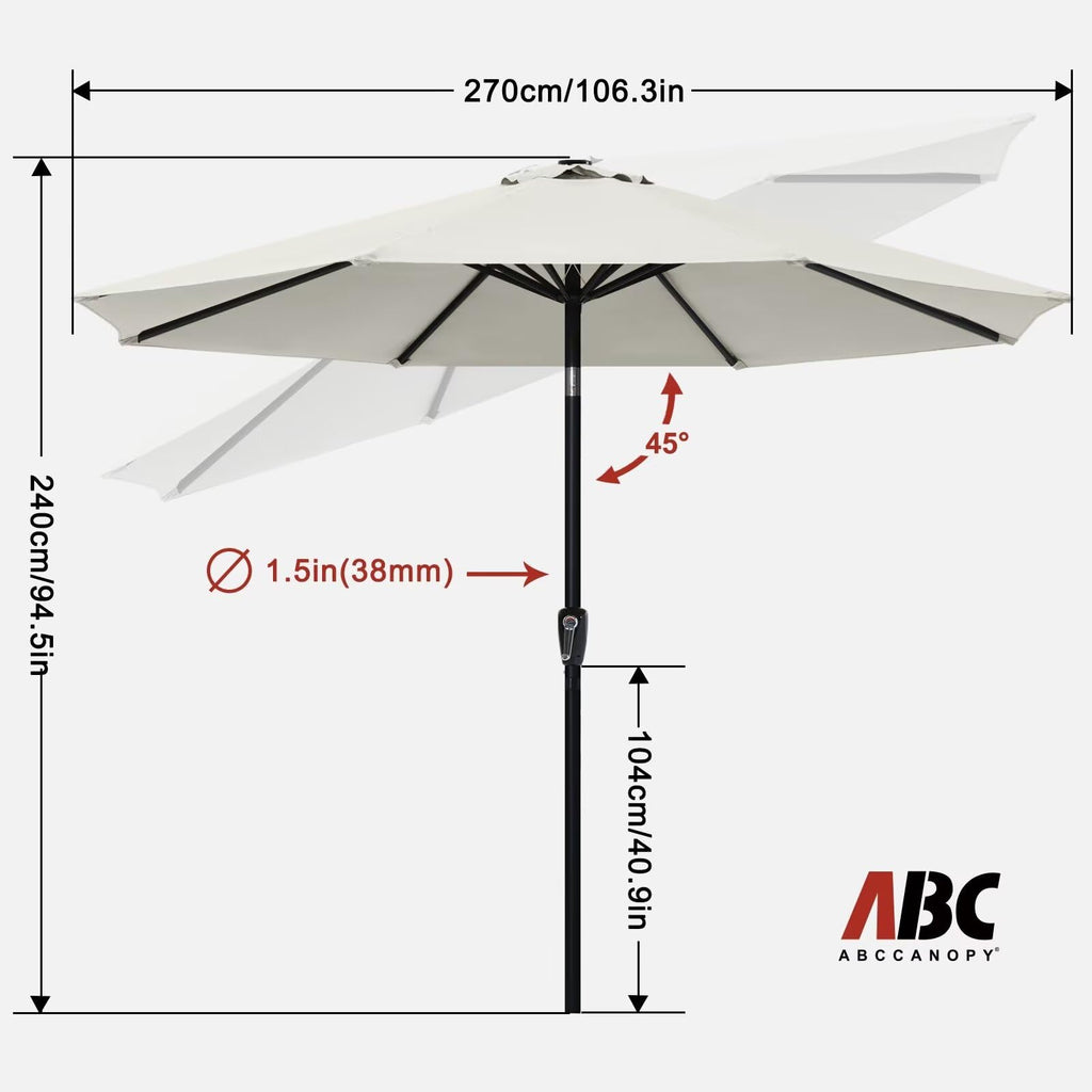 ABCCANOPY 9FT Cantilever Parasol – Gray Aluminum Patio Umbrella