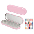 sourcing map 2Pcs Metal Tin Box Container, 6.9x2.4x0.7 Oval Empty Hinged Lid Box with Self Adhesive Colored Sticker