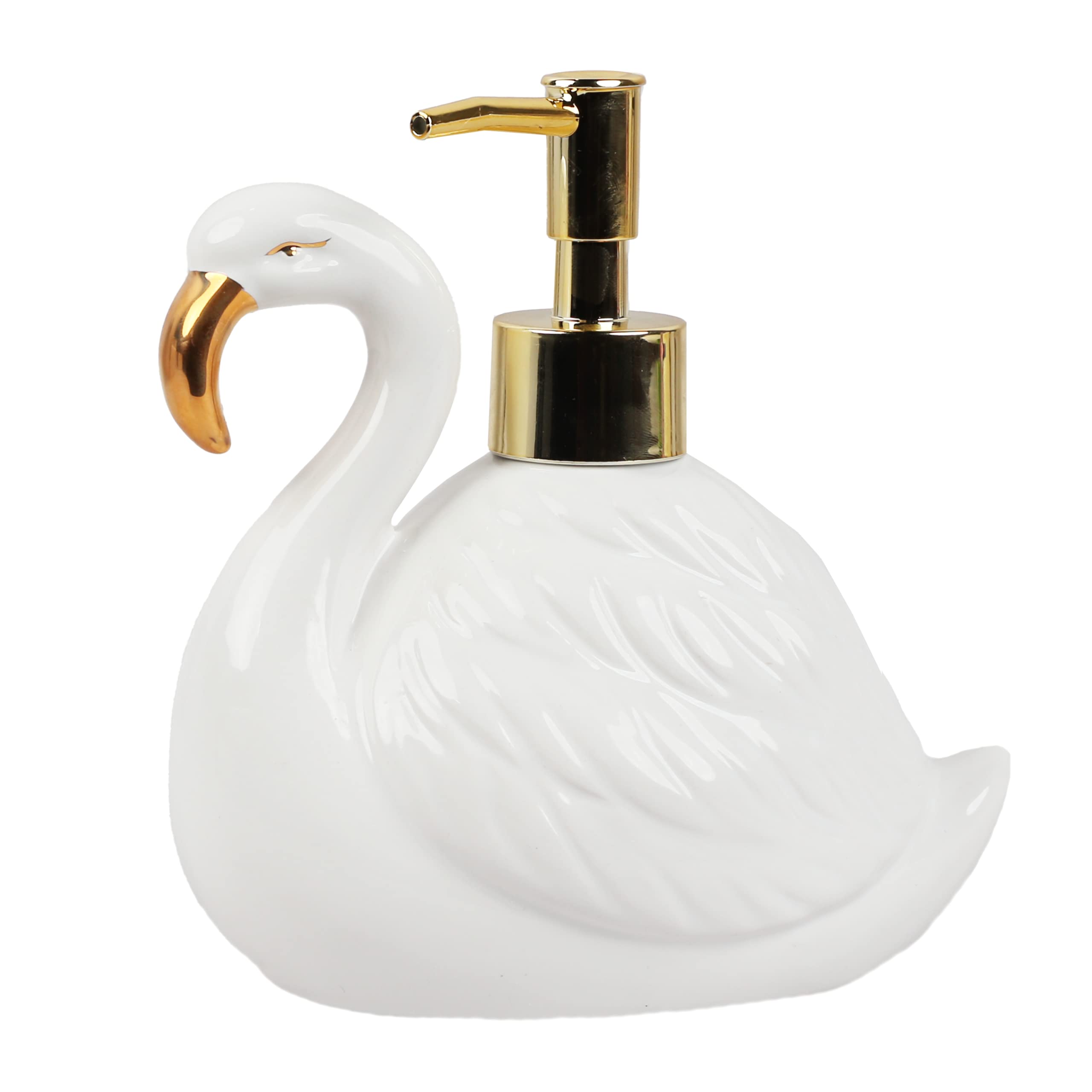 Servette Home White Ceramic Flamingo Soap Dispenser with Gold Pump