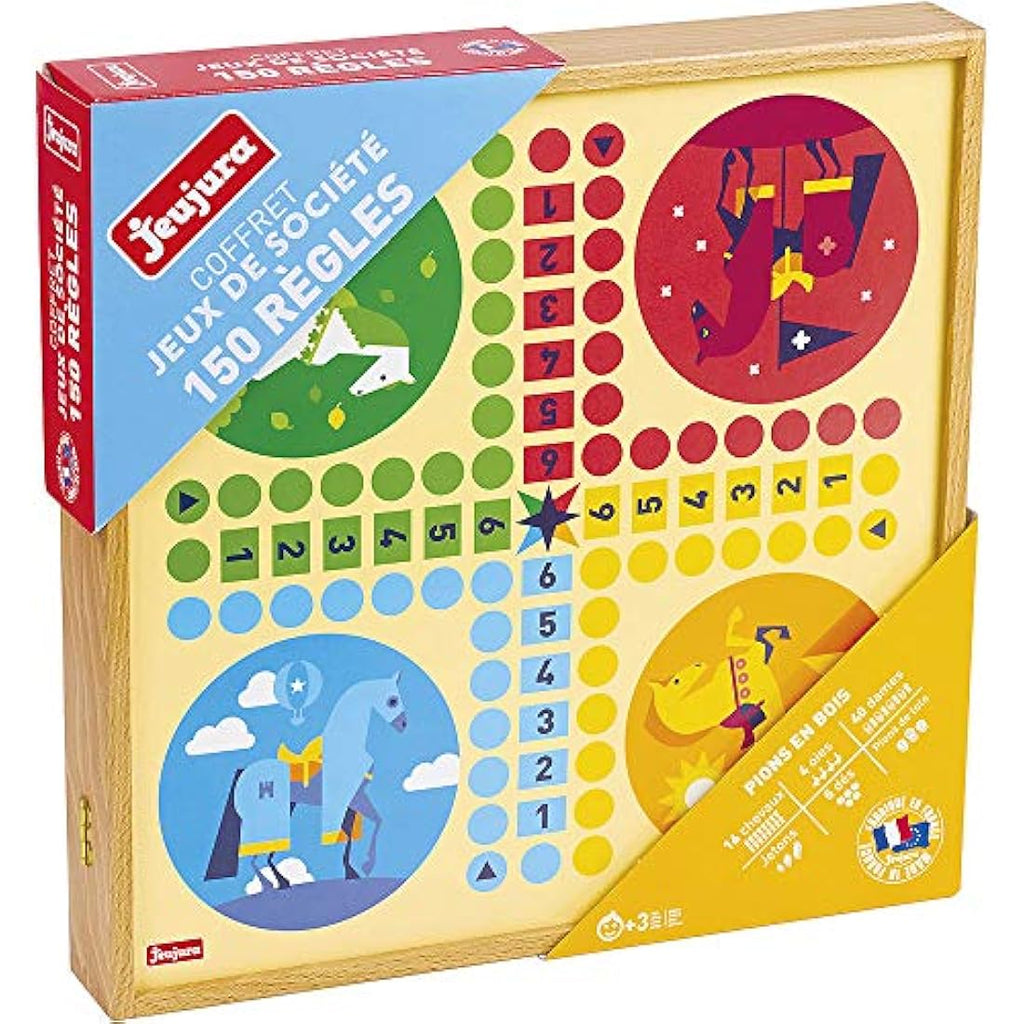 Jeujura Classic Wooden Board Game Set - 150 Rules - Made in France