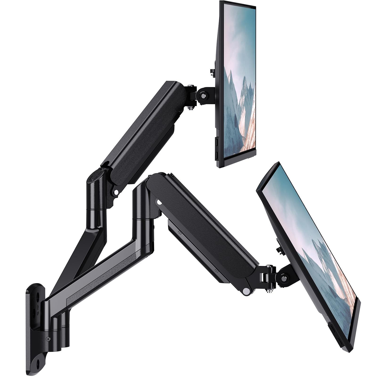 WALI Dual Monitor Wall Mount | Gas Spring Arm for 32 Inch Screens