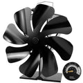 LUCKYDA 8-Blade Heat Powered Wood Stove Fan with Thermometer |
