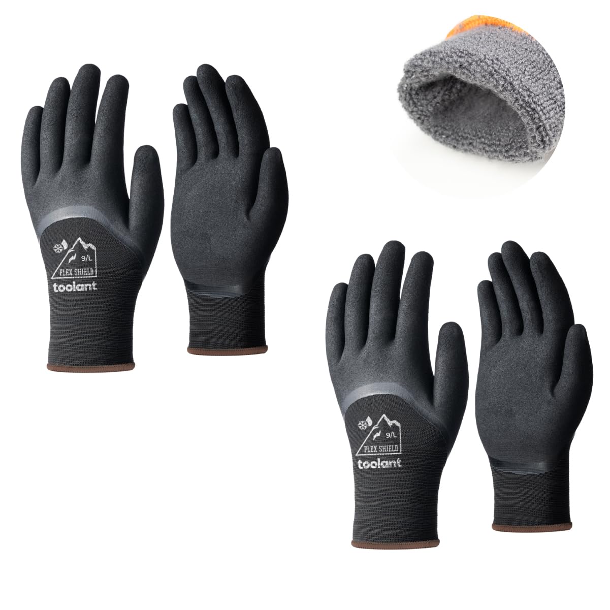 toolant Winter Work Gloves | Waterproof Thermal Latex Grip – 2 Pairs