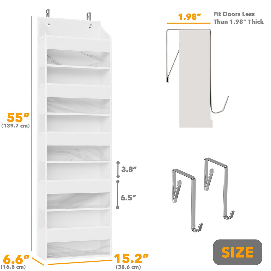 SpaceAid 1 Pack Over The Door Organizer with 5 Large Pockets and 10 Mesh Side Pockets, 5 Layers Door Organizer Hanging with Clear Window for Bedroom