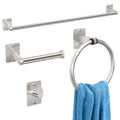 Gypie 4-Piece Brushed Nickel Bathroom Hardware Set with 24" Towel Rail