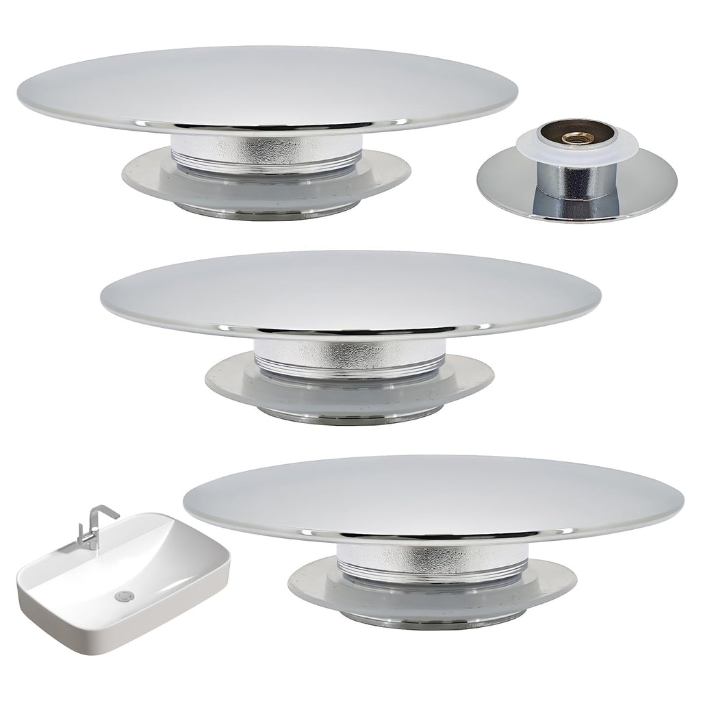 3 Pcs Pop Up Sink Plug Replacement 66mm,Chrome Click Clack Sink Plug Replacement,Pop Up Push Button Waste Stopper for Bathroom Sinks & Bathtubs - image 1
