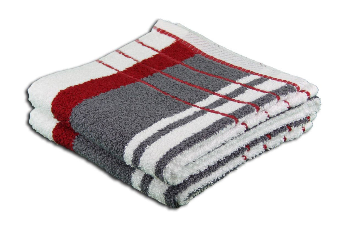 Gözze - Beach Towel, Set of 2, 100% Cotton, Berlin, Striped, 50 x 100 cm - Bordeaux/Anthracite