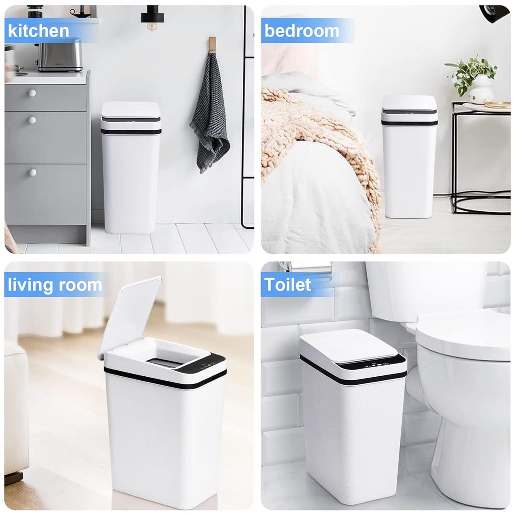 Smart Touchless Bathroom Trash Can 10L Motion Sensor Rubbish Can +50pcs bag