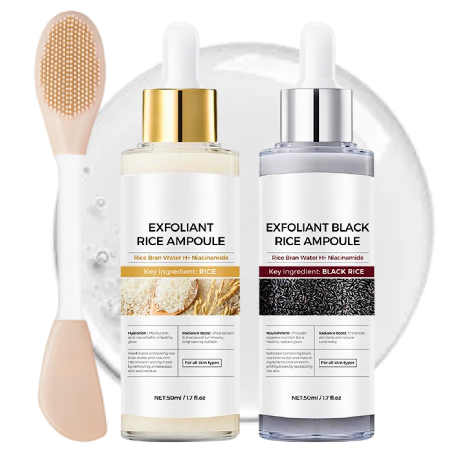 Jolof Store Rice Ampoule Duo – Gentle Face Scrub with Silicone Brush