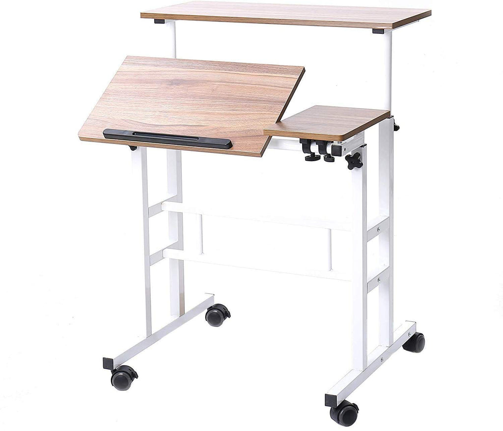 sogesfurniture Mobile Laptop Stand Desk Computer Workstation, Adjustable Notebook Cart Tray PC Table Sit-Stand Workstation with Keyboard Tray for - image 1